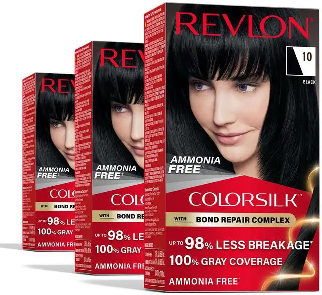 Main image of with Bond Repair Complex, Black Permanent Hair Color, 100% Gray Coverage, Ammonia Free Hair Dye, Vegan Keratin, 10 Black (Pack of 3)