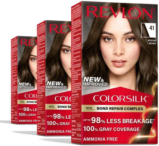 Main image of with Bond Repair Complex, Brown Permanent Hair Color, 100% Gray Coverage, Ammonia Free Hair Dye, Vegan Keratin, 41 Medium Brown (Pack of 3)