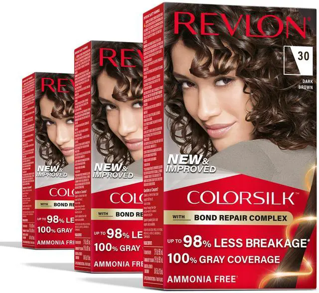Main image of with Bond Repair Complex, Brown Permanent Hair Color, 100% Gray Coverage, Ammonia Free Hair Dye, Vegan Keratin, 30 Dark Brown (Pack of 3)