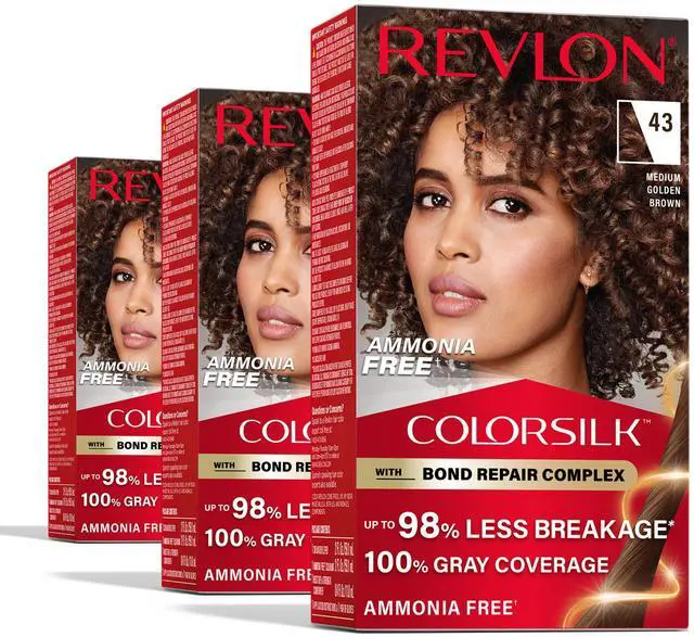 Main image of with Bond Repair Complex, Brown Permanent Hair Color, 100% Gray Coverage, Ammonia Free Hair Dye, Vegan Keratin, 43 Medium Golden Brown (Pack of 3)