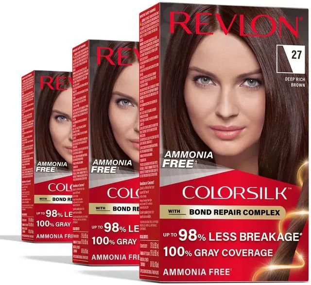 Main image of with Bond Repair Complex, Brown Permanent Hair Color, 100% Gray Coverage, Ammonia Free Hair Dye, Vegan Keratin, 27 Deep Rich Brown (Pack of 3)