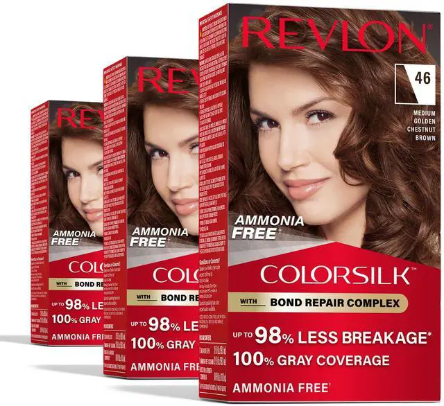 Main image of with Bond Repair Complex, Brown Permanent Hair Color, 100% Gray Coverage, Ammonia Free Hair Dye, Vegan Keratin, 46 Medium Golden Chestnut Brown (Pack of 3)