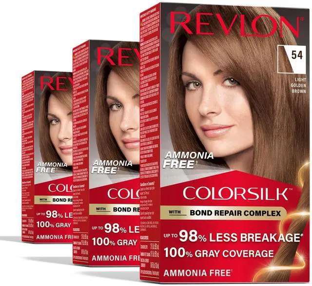 Main image of with Bond Repair Complex, Brown Permanent Hair Color, 100% Gray Coverage, Ammonia Free Hair Dye, Vegan Keratin, 54 Light Golden Brown (Pack of 3)