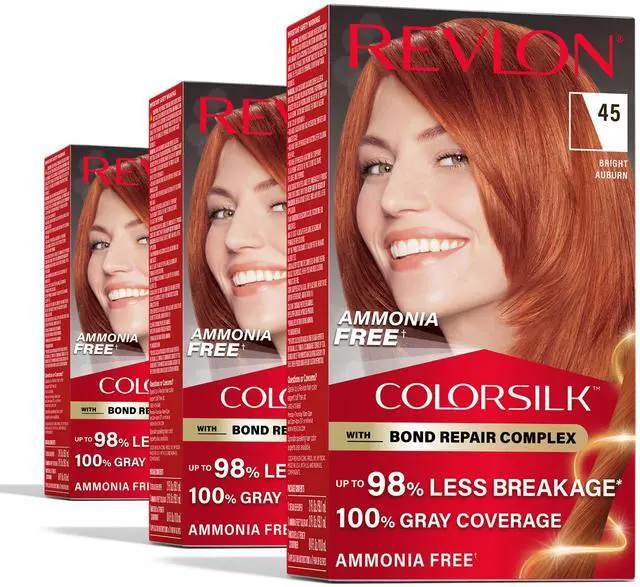 Main image of with Bond Repair Complex, Permanent Hair Color, 100% Gray Coverage, Ammonia Free Dye, Vegan Keratin, 45 Bright Auburn, 3 pack