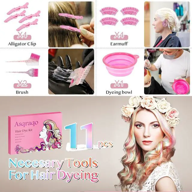 Alt view image 4 of 7 - 11pcs Hair Coloring Kit - Professional Salon Tools for DIY Mixing, Includes Clips, Bowl, Dye Brush, Earmuffs - Perfect for Bleaching and Dye