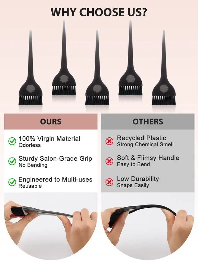 Alt view image 3 of 7 - 6pcs Hair Dye Color Bleach Kit with Hair Dye Brush, Comb, Bowl, Hair Color Whisk, Hair Clips, Ideal for Hair Coloring Dying Bleaching Highlighting, Essential Salon Supplies Tools for Home Use