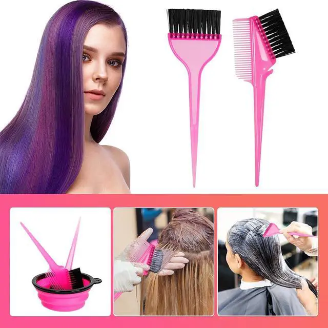 Alt view image 2 of 6 - Hair Dye Color Brush and Bowl Set, Color Bowl Brushes Tool Mixing Bowl Kit Tint Comb for Hair Tint Dying Coloring Applicator (Pink&Black)