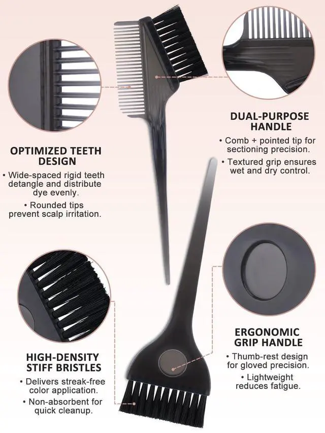 Alt view image 4 of 7 - 6pcs Hair Dye Color Bleach Kit with Hair Dye Brush, Comb, Bowl, Hair Color Whisk, Hair Clips, Ideal for Hair Coloring Dying Bleaching Highlighting, Essential Salon Supplies Tools for Home Use