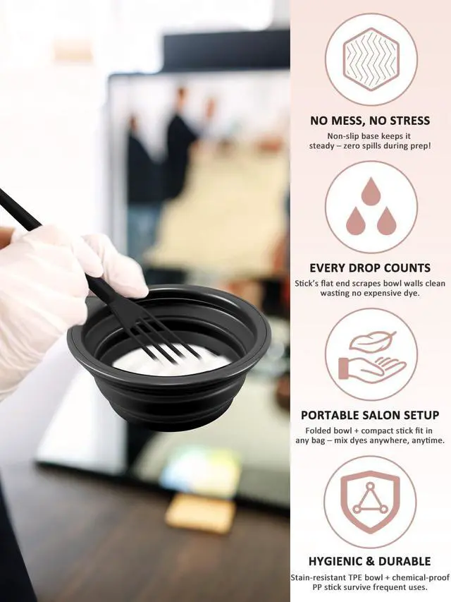 Alt view image 5 of 7 - 6pcs Hair Dye Color Bleach Kit with Hair Dye Brush, Comb, Bowl, Hair Color Whisk, Hair Clips, Ideal for Hair Coloring Dying Bleaching Highlighting, Essential Salon Supplies Tools for Home Use