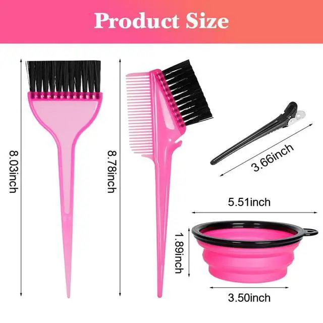 Alt view image 3 of 6 - Hair Dye Color Brush and Bowl Set, Color Bowl Brushes Tool Mixing Bowl Kit Tint Comb for Hair Tint Dying Coloring Applicator (Pink&Black)