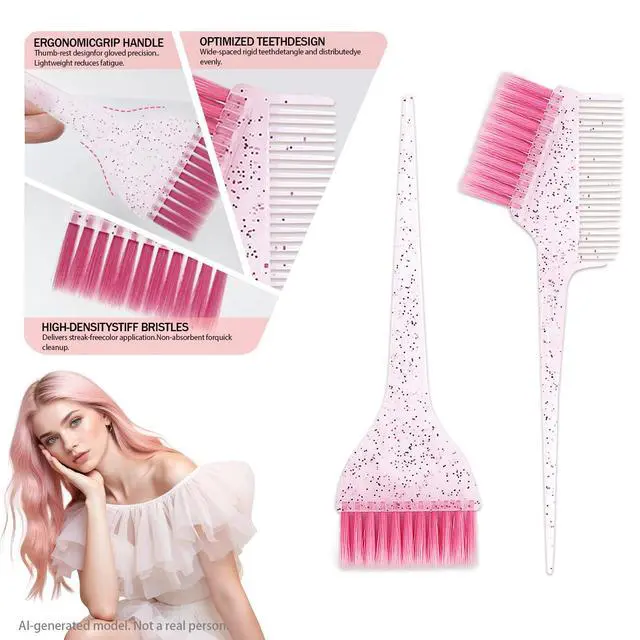 Alt view image 3 of 7 - 21 Pcs Pink Hair Dye Kit Professional Salon Tools with Bowl