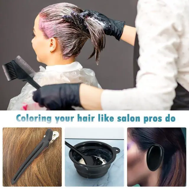 Alt view image 7 of 7 - 10 Pc Hair Bleach Kit - Hair Coloring Products With Dye Brush, Color Bowl, Earmuffs, Clip for Salon Bleaching & Highlighting