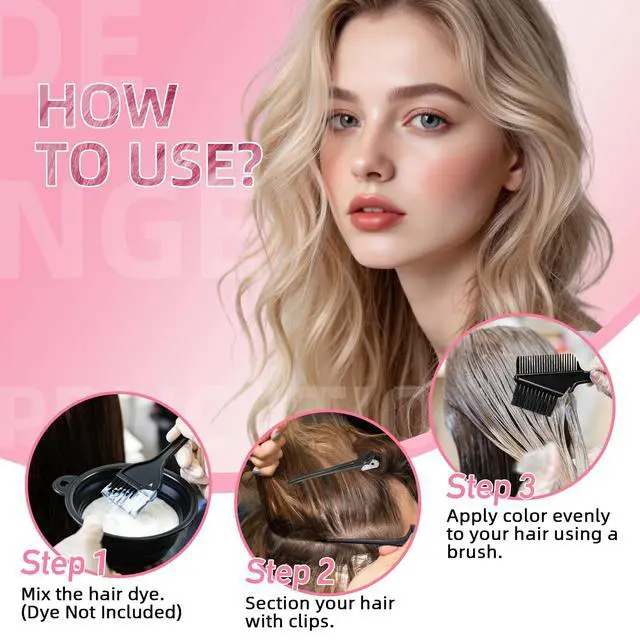 Alt view image 2 of 7 - 8 Pcs Hair Coloring Kit - Professional Hair Dye Tools for Home Salon Use with Bowl, Brush, Comb, Clips, Gloves & Shower Cap - Reusable Supplies (8, Black)