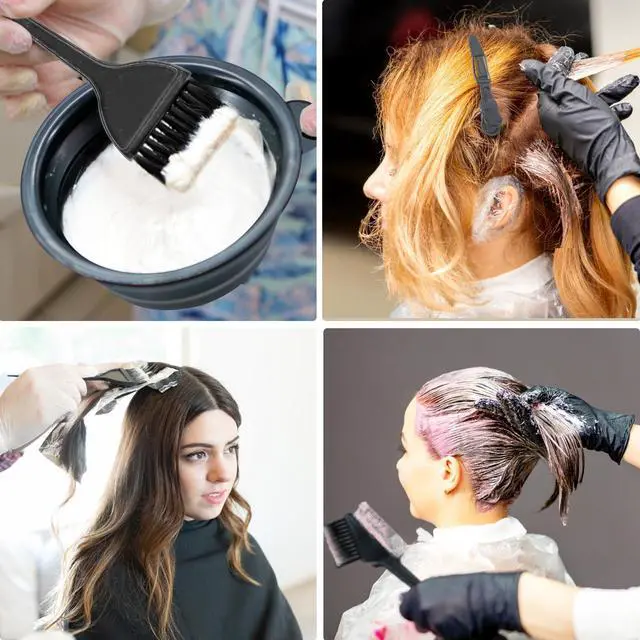 Alt view image 5 of 7 - 12 Pcs Hair Bleach Kit Professional Hair Coloring Products with Hair Dye Brush, Hair Color Bowl, Earmuffs, Hair Clips for Salon Hair Dye, Hair Color at Home, Hair Highlighting