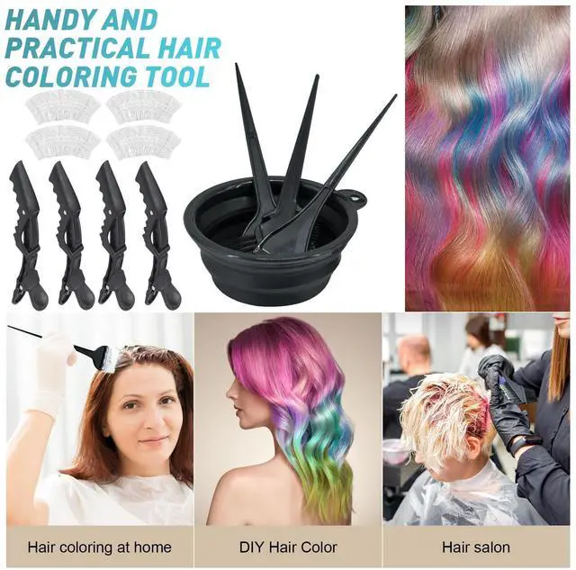 Alt view image 4 of 7 - 12 Pcs Hair Bleach Kit Professional Hair Coloring Products with Hair Dye Brush, Hair Color Bowl, Earmuffs, Hair Clips for Salon Hair Dye, Hair Color at Home, Hair Highlighting