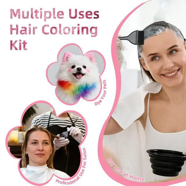 Alt view image 6 of 7 - 8 Pcs Hair Coloring Kit - Professional Hair Dye Tools for Home Salon Use with Bowl, Brush, Comb, Clips, Gloves & Shower Cap - Reusable Supplies (8, Black)