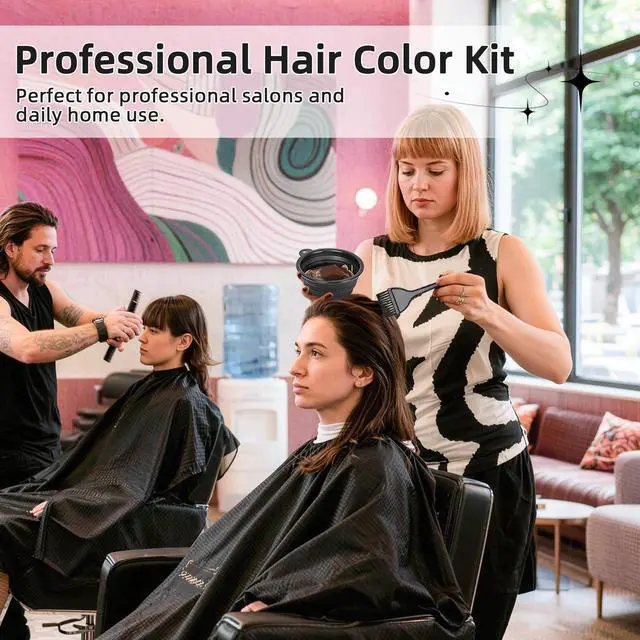 Alt view image 7 of 7 - 8 Pcs Hair Coloring Kit - Professional Hair Dye Tools for Home Salon Use with Bowl, Brush, Comb, Clips, Gloves & Shower Cap - Reusable Supplies (8, Black)