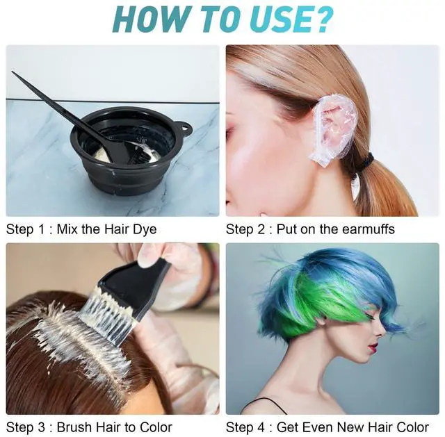 Alt view image 6 of 7 - 12 Pcs Hair Bleach Kit Professional Hair Coloring Products with Hair Dye Brush, Hair Color Bowl, Earmuffs, Hair Clips for Salon Hair Dye, Hair Color at Home, Hair Highlighting