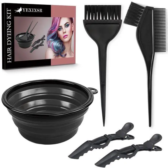 Alt view image 7 of 7 - 5Pcs Professional Salon Hair Coloring Dyeing Kit, Hair Bleach Dit Hair Coloring Products with Hair Dye Brush, Hair Color Bowl, Hair Clips