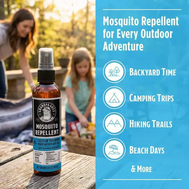 Alt view image 4 of 7 - Natural Mosquito Repellent Spray - DEET-Free Plant-Based Insect Repellent for Kids and Family, Up to 6 Hours, Travel-Friendly Bug Spray, 4 oz