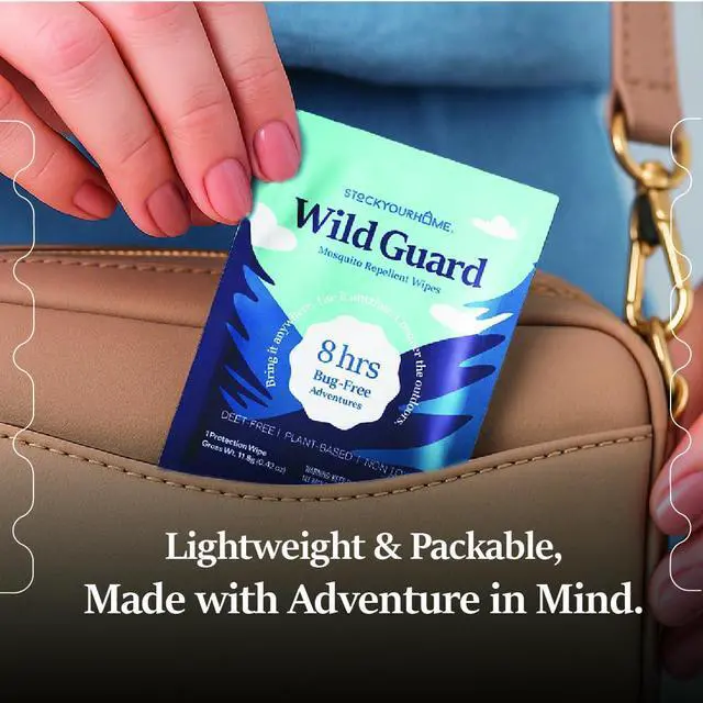Alt view image 6 of 7 - Wild Guard Mosquito Repellent Wipes (25 Pack), DEET Free Insect Repellent, Individually Wrapped Bug Wipes for Kids and Family, Travel Size for Camping, Hiking and Beach, 8 Hour Protection