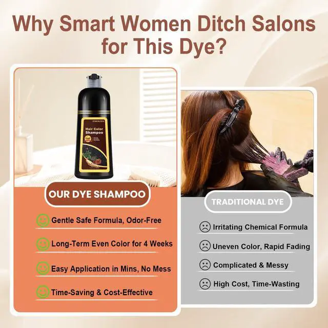 Alt view image 4 of 7 - Instant Blonde Brown Hair Dye Shampoo for Vibrant Hair Color, Natural Herbal Hair Color Shampoo Hair Dye, 3 in 1 Coloring & Care Formula Lasts 3-4 Weeks, Easy & Quick to Use for Women Men, 500ML