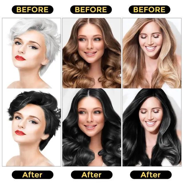 Alt view image 3 of 7 - Hair Dye Shampoo 3 in 1 for Gray Hair, Herbal Ingredients Natural Shampoo Hair Dye for Women Men (Black)