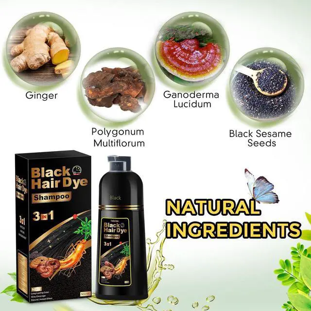 Alt view image 4 of 7 - Hair Dye Shampoo 3 in 1 for Gray Hair, Herbal Ingredients Natural Shampoo Hair Dye for Women Men (Black)