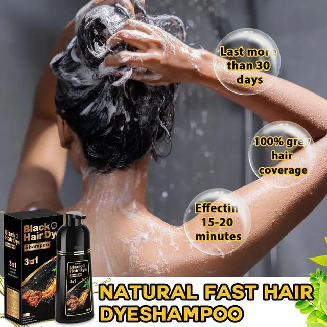 Alt view image 6 of 7 - Hair Dye Shampoo 3 in 1 for Gray Hair, Herbal Ingredients Natural Shampoo Hair Dye for Women Men (Black)