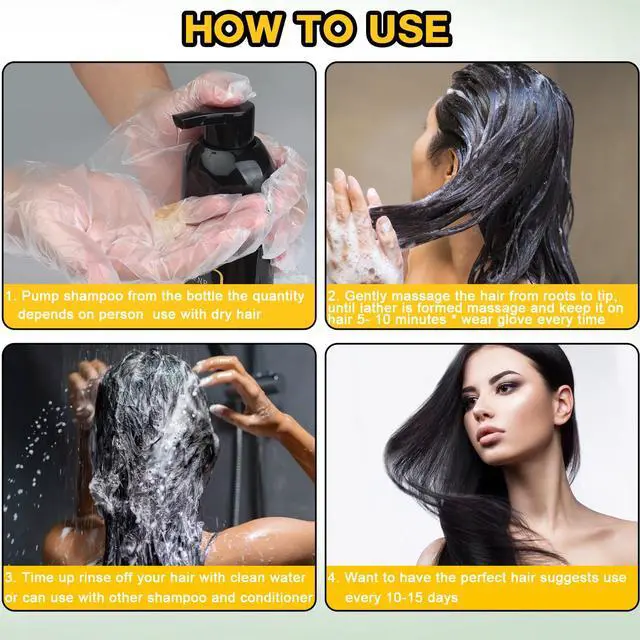 Alt view image 7 of 7 - Hair Dye Shampoo 3 in 1 for Gray Hair, Herbal Ingredients Natural Shampoo Hair Dye for Women Men (Black)