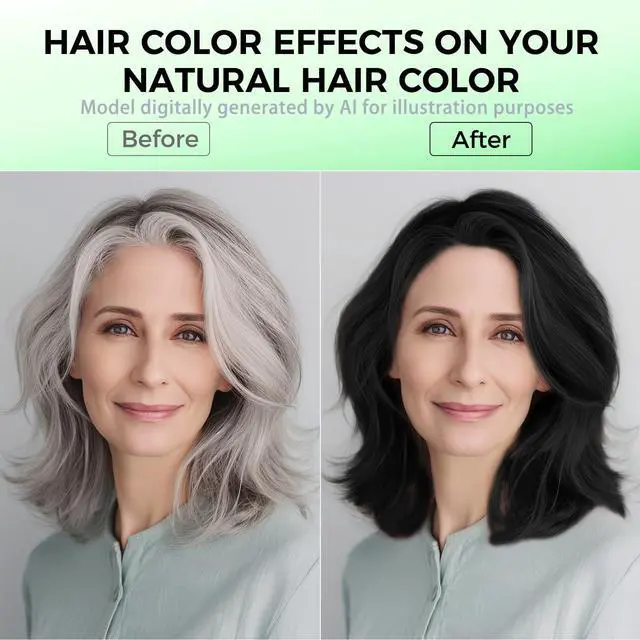 Alt view image 2 of 7 - Black Hair Dye Shampoo for Woman & Man, Argan Hair Color Shampoo 3 in 1, Semi-Permanent Gray Hair Coverage, Mild Formula, Lasts 30 Days(16.90 oz)