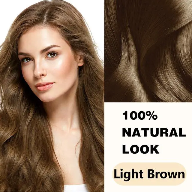 Alt view image 2 of 7 - Light Brown Hair Dye Shampoo 3 in 1 Semi Permanent Hair Color for Gray Coverage, Natural Light Brown Hair Dye for Women, with Argan Oil & Ginseng, Ammonia & Paraben Free, 400ml