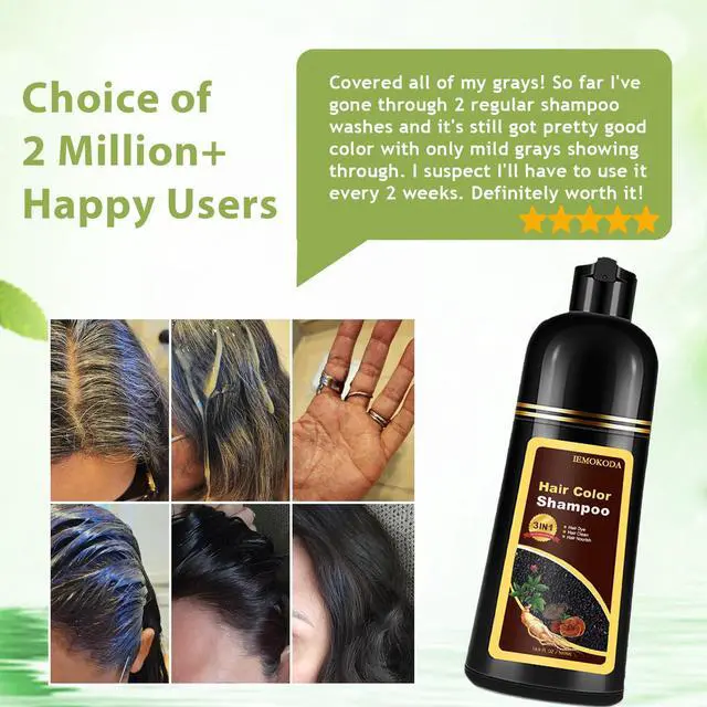 Alt view image 5 of 7 - Dark Brown Hair Dye Shampoo 3 in 1, 100% Gray Reducing, Instant Hair Color for Gray Hair Coverage, Natural Shampoo Hair Dye for Women Dark Coffee, Lasts 3-4 Weeks & All Hair Types, 500 ml