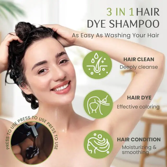 Alt view image 6 of 7 - Dark Brown Hair Dye Shampoo 3 in 1, 100% Gray Reducing, Instant Hair Color for Gray Hair Coverage, Natural Shampoo Hair Dye for Women Dark Coffee, Lasts 3-4 Weeks & All Hair Types, 500 ml