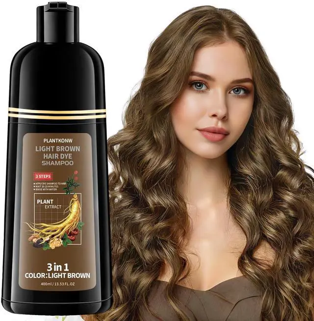 Main image of Light Brown Hair Dye Shampoo, 3 In 1 Semi Permanent Hair Color Shampoo for Gray Coverage, Natural Hair Dye for Women & Men, Ammonia & Paraben Free