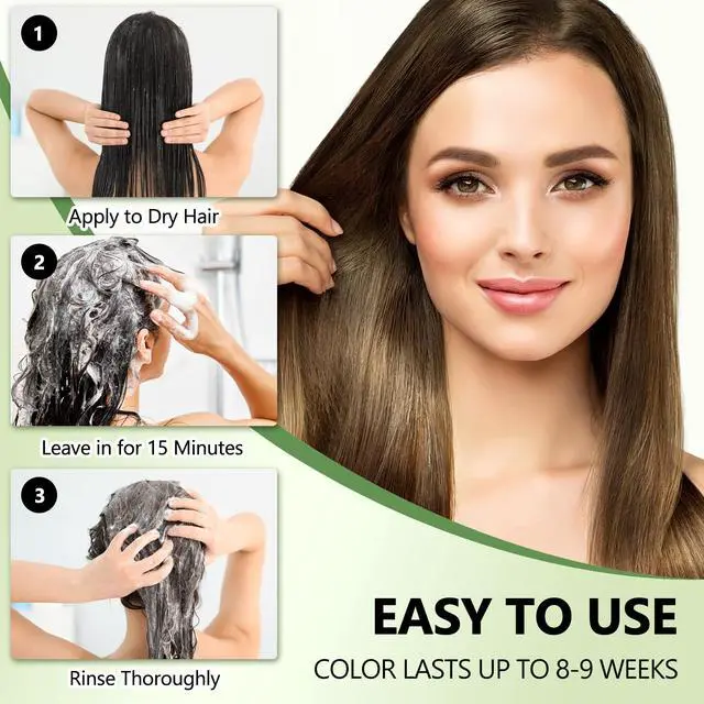 Alt view image 5 of 7 - Light Brown Hair Dye Shampoo, 3 In 1 Semi Permanent Hair Color Shampoo for Gray Coverage, Natural Hair Dye for Women & Men, Ammonia & Paraben Free