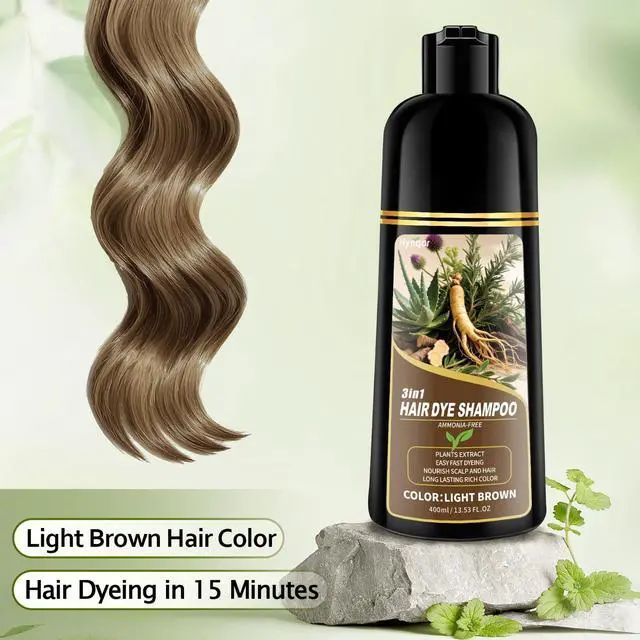 Alt view image 2 of 7 - Light Brown Hair Dye Shampoo, 100% Gray Coverage Hair Color Shampoo for Women Men, Ammonia-Free & Paraben Free with Natural Herbal Ingrendients