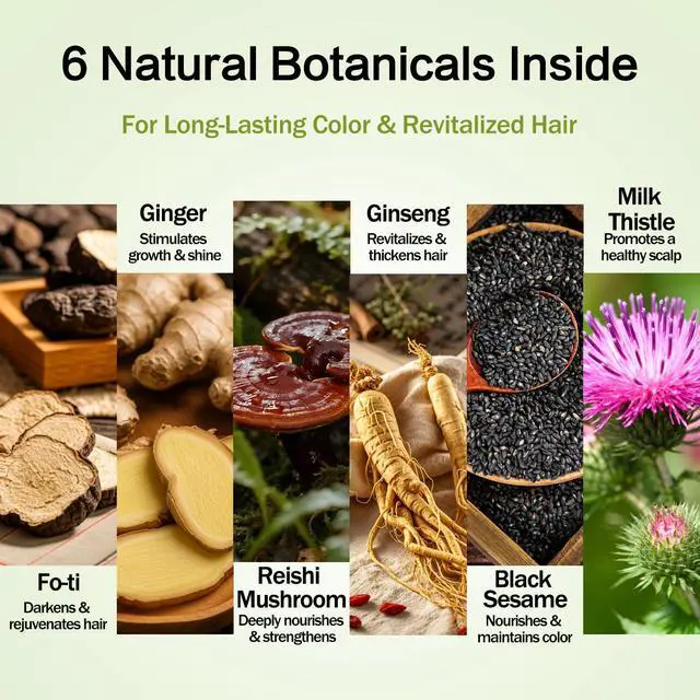 Alt view image 3 of 7 - Light Brown Hair Dye Shampoo for 100% Gray Coverage, Natural Herbal 3 IN 1 Formula Hair Color Shampoo, Semi-Permanent Color for Women & Men, Nourishes with Botanicals, Ammonia & Paraben Free