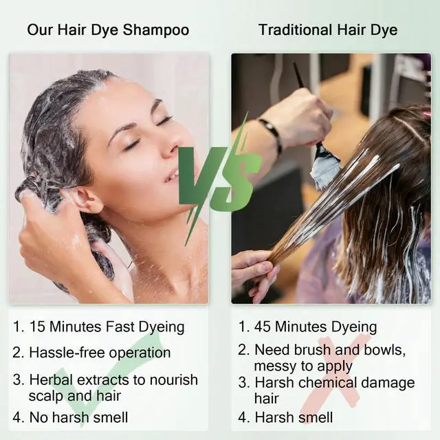 Alt view image 6 of 7 - Dark Brown Hair Dye Shampoo 3 in 1, 100% Gray Hair Coverage Natural Herbal Hair Color Shampoo for Women Men