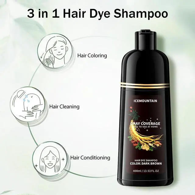 Alt view image 7 of 7 - Dark Brown Hair Dye Shampoo 3 in 1, 100% Gray Hair Coverage Natural Herbal Hair Color Shampoo for Women Men