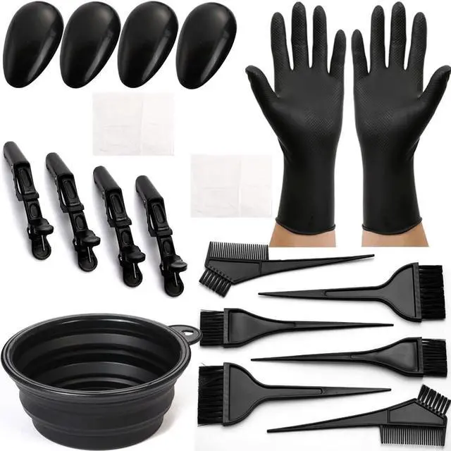 Main image of 19Pcs Professional Salon Hair Coloring Dyeing Kit, Hair Coloring Products with Hair Dye Brush, Hair Color Bowl, Hair Clips For Hair Dye Tools