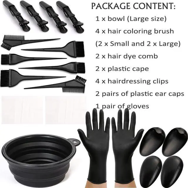 Alt view image 2 of 7 - 19Pcs Professional Salon Hair Coloring Dyeing Kit, Hair Coloring Products with Hair Dye Brush, Hair Color Bowl, Hair Clips For Hair Dye Tools