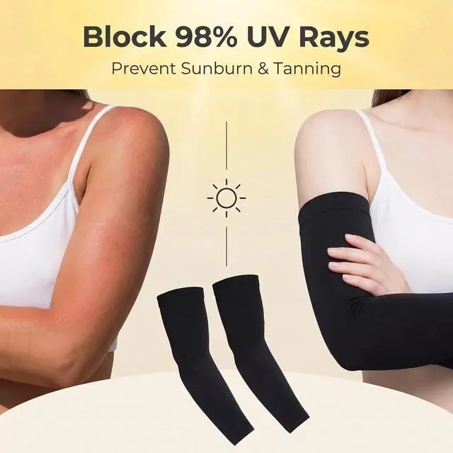 Alt view image 2 of 7 - Sun Cooling Arm Sleeves for Women/Men UPF 50+ Sun Protection, UV Protection Ice Silk Arm Sleeves for Driving, Cycling & Summer Outdoor Stretchable & Breathable, 2 Pairs-Black