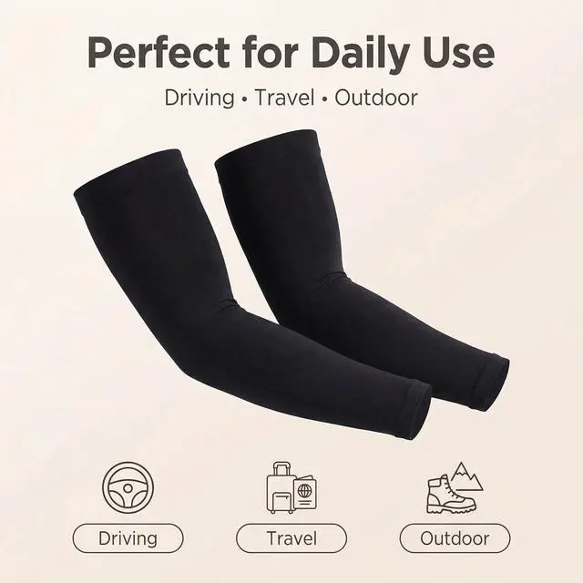 Alt view image 5 of 7 - Sun Cooling Arm Sleeves for Women/Men UPF 50+ Sun Protection, UV Protection Ice Silk Arm Sleeves for Driving, Cycling & Summer Outdoor Stretchable & Breathable, 2 Pairs-Black