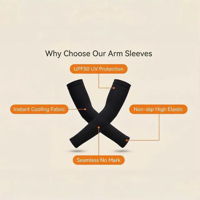 Alt view image 4 of 7 - Sun Cooling Arm Sleeves for Women/Men UPF 50+ Sun Protection, UV Protection Ice Silk Arm Sleeves for Driving, Cycling & Summer Outdoor Stretchable & Breathable, 2 Pairs-Black