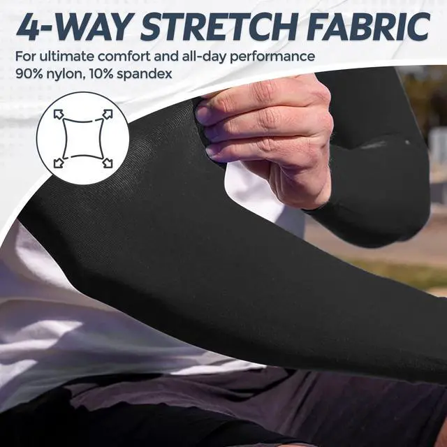 Alt view image 3 of 7 - Sun Cooling Arm Sleeves for Women/Men UPF 50+ Sun Protection, UV Protection Ice Silk Arm Sleeves for Driving, Cycling & Summer Outdoor Stretchable & Breathable, 2 Pairs-Black