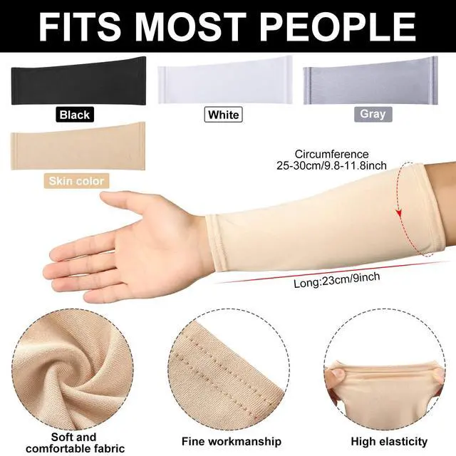 Alt view image 2 of 6 - 4 Pairs Arm Protection Sleeve for Men Women Sun Forearm Arm Protector Cover Sleeve for Sports Skin Gardening Work(9 Inch Long)