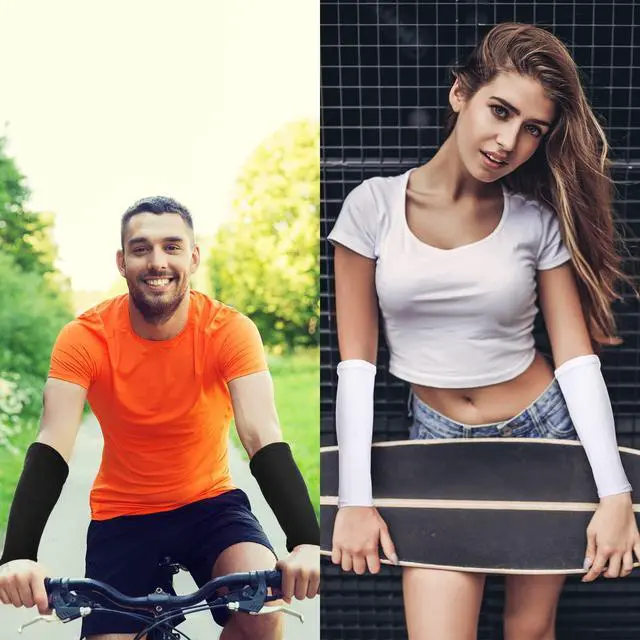 Alt view image 4 of 6 - 4 Pairs Arm Protection Sleeve for Men Women Sun Forearm Arm Protector Cover Sleeve for Sports Skin Gardening Work(9 Inch Long)