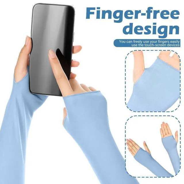 Alt view image 6 of 7 - 4 Pack Sun Protection UV Gloves Fingerless Elbow Length Gloves for Driving Oversleeve Women Men(Black, White, Pink, Blue)