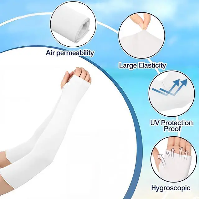 Alt view image 3 of 7 - 4 Pack Sun Protection UV Gloves Fingerless Elbow Length Gloves for Driving Oversleeve Women Men(Black, White, Pink, Blue)